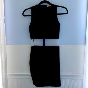 Black mesh mini bodycon dress